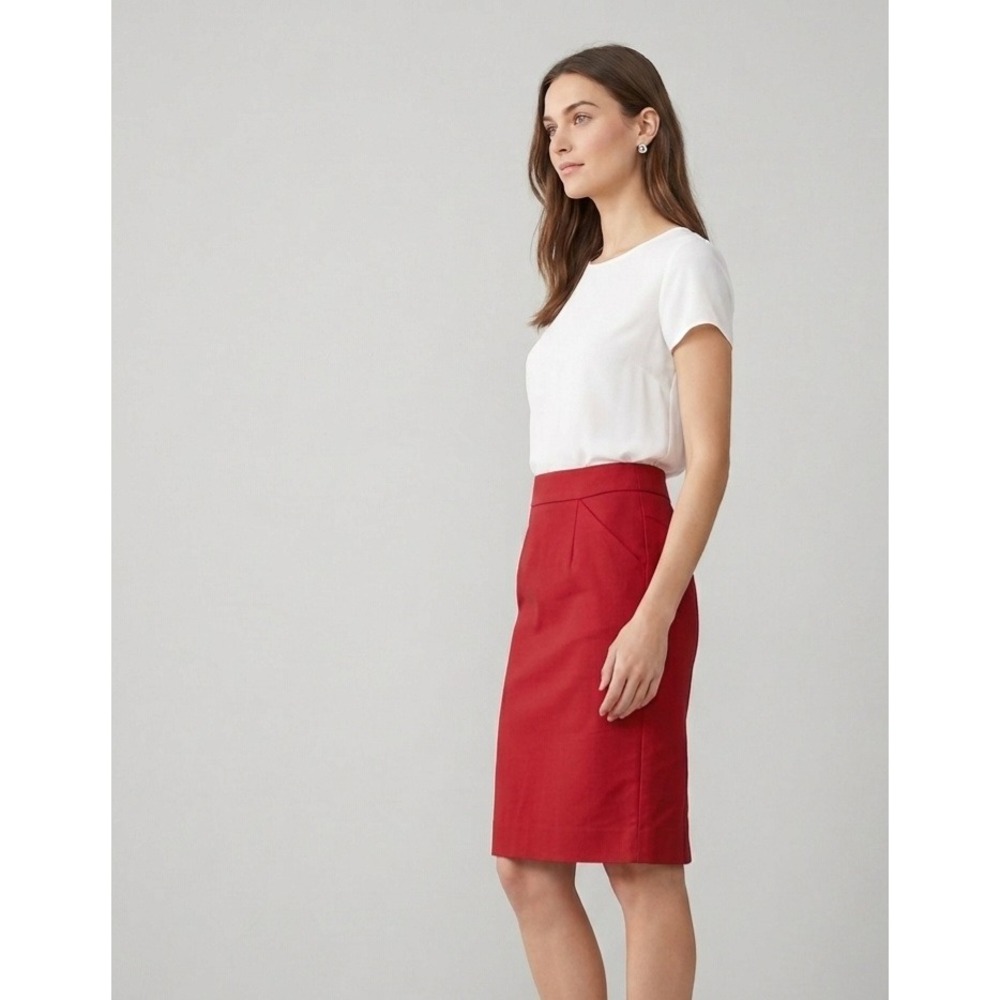 J.Crew Red Cotton Twill The Pencil Skirt Office Professional 4